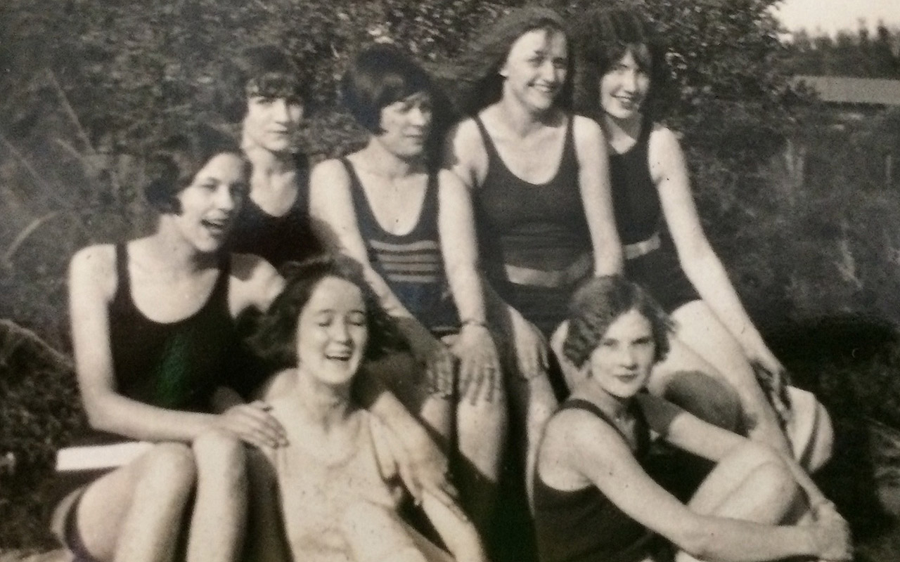 No, this is not a promotional postcard, but a 1923 photo of my mother in Miami Beach. She is the second from the right on top row. These seven Telephone Girls were living the good life in Miami Beach in the Roaring 20’s. It would be another 18 years before she became my ‘mom.’