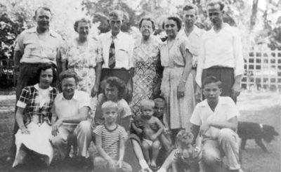 Stepping off the front porch for a family snapshot in 1946. Can you find me?